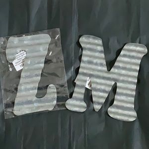 NWT GALVANIZED  CORRUGATED METAL LETTER M & Z 5”x 4” SET OF 2